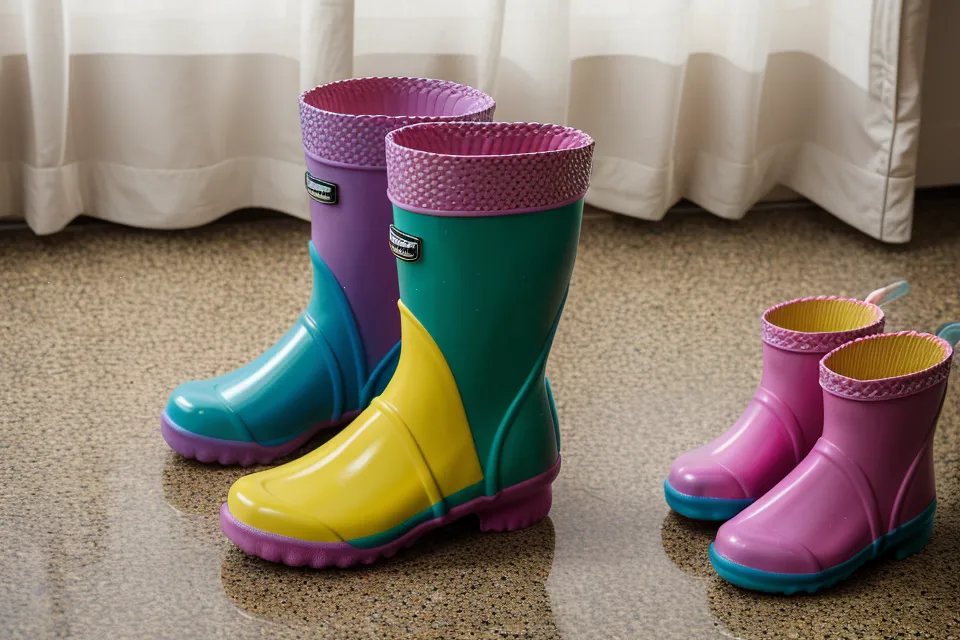 Bunter Kindergummistiefel auf dem Linoleumboden der Kita – Symbol für die Morgenroutine bei der Kita-Eingewöhnung