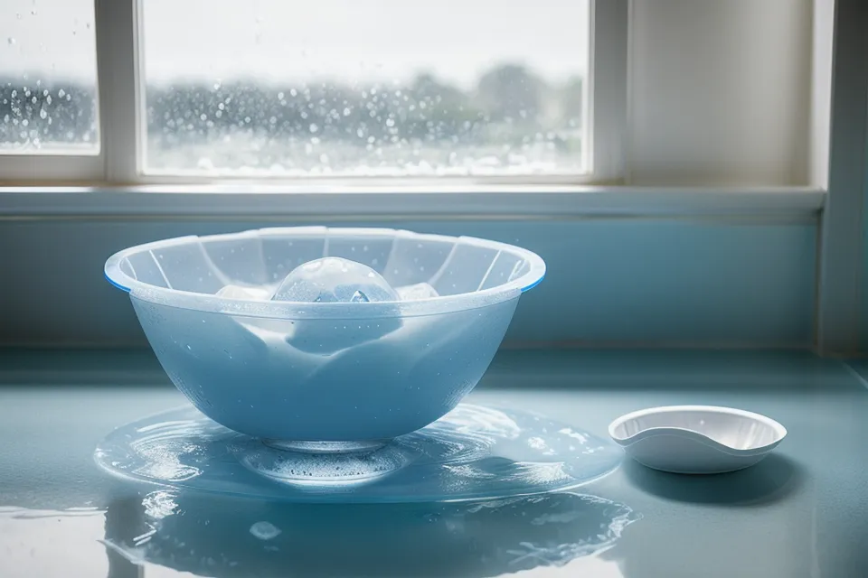 Einfache Beschäftigung für Kleinkinder bei Regen: eine Wasserschale mit Joghurtbechern im Badezimmer