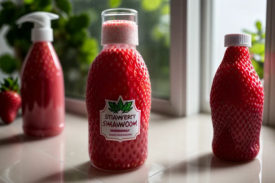 Erdbeer-Kindershampoo am Badewannenrand als Teil der abendlichen Trotzphase-Routine