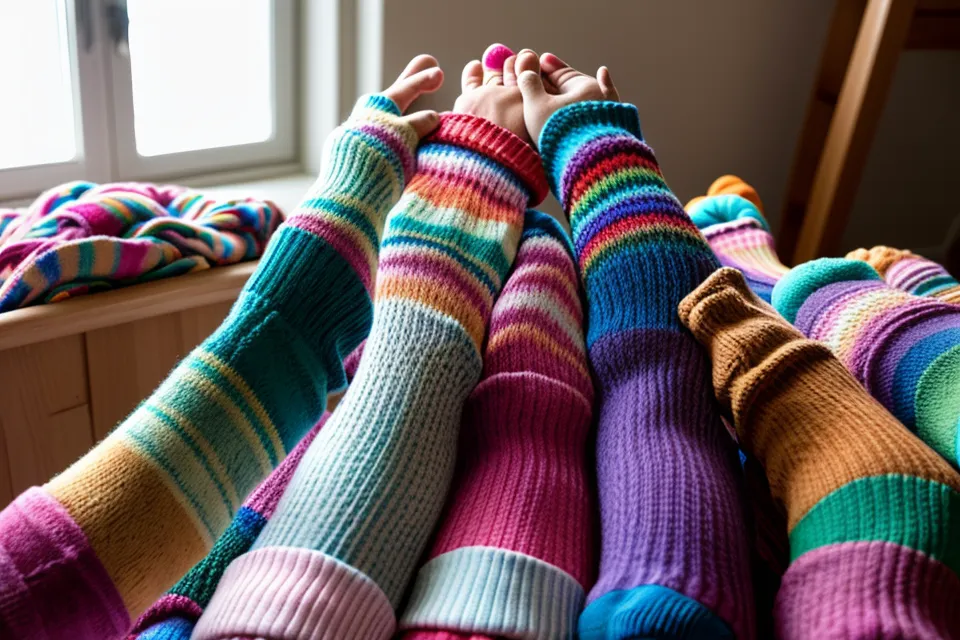 Eine Kinderhand greift nach bunten Socken in einem Wäschekorb – Alltagsaufgabe als Weg zur Alleinbeschäftigung fürs Kleinkind.