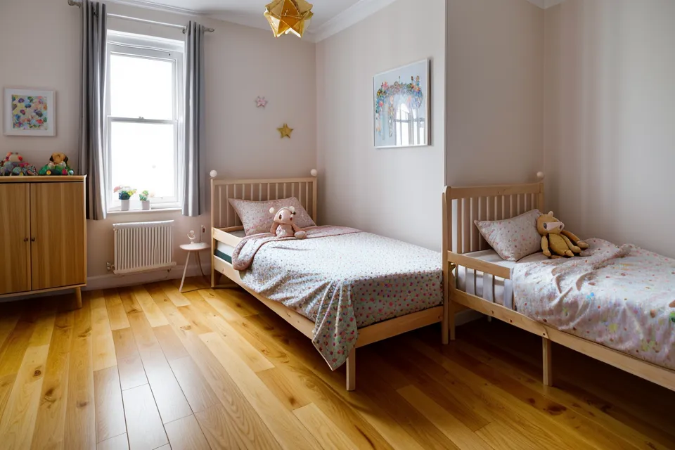Kinderbett mit sternförmigem Nachtlicht, das warmes Licht verbreitet – fester Teil unserer Abendroutine zur Abendruhe.