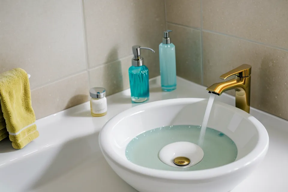 Waschbecken mit Seifenschaum und Kinderhandtuch – Alltagsszene beim Händewaschen in der Trotzphase
