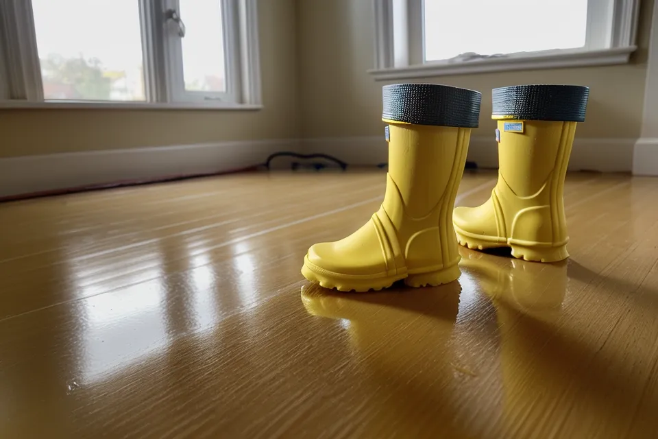 Gelbe Kindergummistiefel im Flur einer Dresdner Altbauwohnung als Zeichen kindlicher Autonomie in der Trotzphase