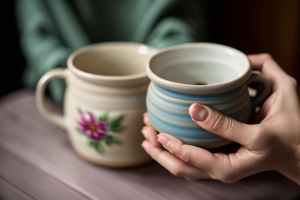 Tasse kalter Tee im dunklen Flur nach durchwachter Nacht mit Nachtschreck beim Kleinkind