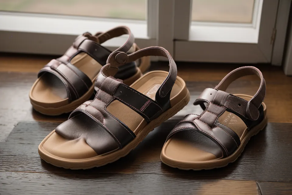 Kindersandalen liegen verlassen auf dem Holzboden – typische Szene mitten in der Trotzphase beim Anziehen