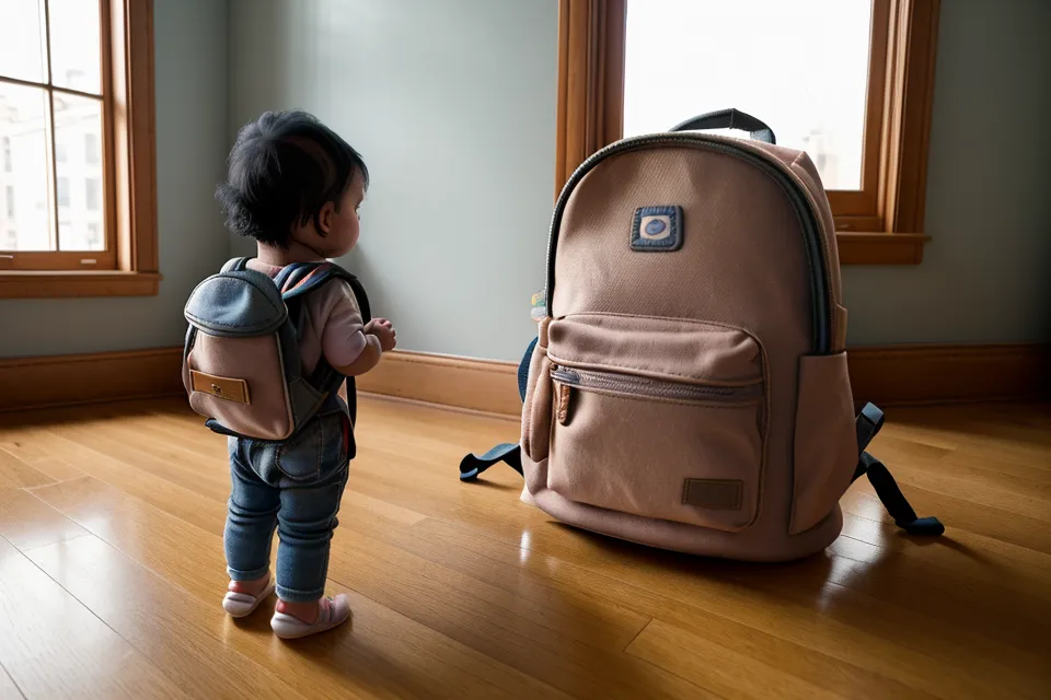 Kinderrucksack und Schuhe bereit für die nächste Bahnfahrt mit Kleinkind in der Trotzphase